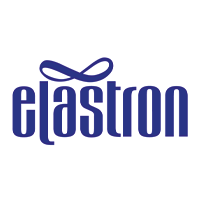 Elastron Logo in Blau, stilisiertes Design für nachhaltige Gummi- und Kunststofflösungen.