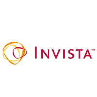 Logo von Invista mit stilisiertem, kreisförmigem Design in Gelb und Rot.