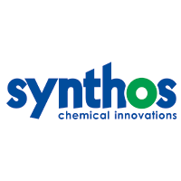 Synthos Firmenlogo – Chemische Innovationen im Fokus. Blau-grüner Schriftzug betont nachhaltige Lösungen.