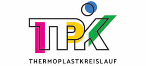 Logo des Thermoplastkreislaufs mit farbenfrohem Design: Pink, Gelb, Grün, Blau. Nachhaltigkeit durch Recycling.